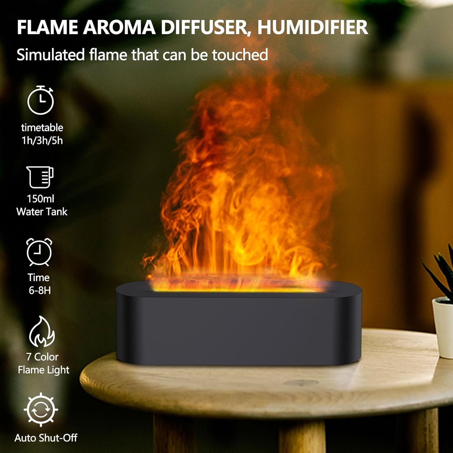 Flame Essential Oil Humidifier, Aroma Diffuser