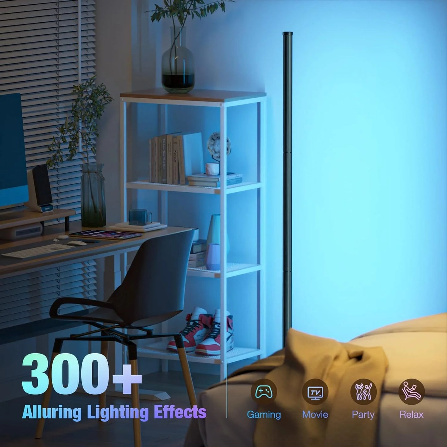 Smart LED floor lamp with App and Remote Control, Color Changing Ambience Light with Music Sync